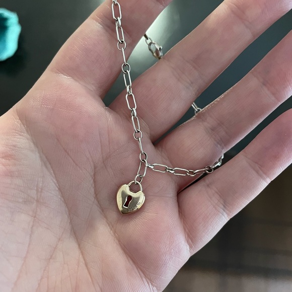 Tiffany and Co Silver and Rose Gold Heart Bracelet - Picture 2 of 5